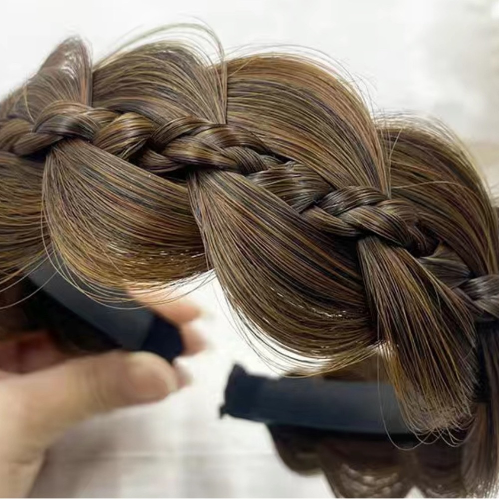 1pc non slip wide brimmed braid wig new cut hair hoop light Brown - Picture 2 of 3